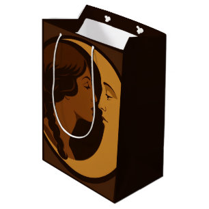 Gothic Art Deco Girl and Crescent Moon Medium Gift Bag
