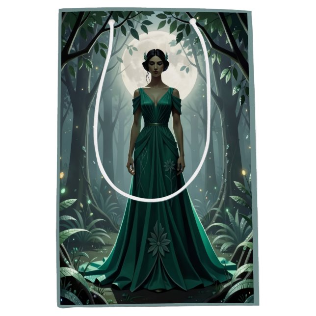 Gothic Art Deco Goddess of the Forest Medium Gift Bag (Front)
