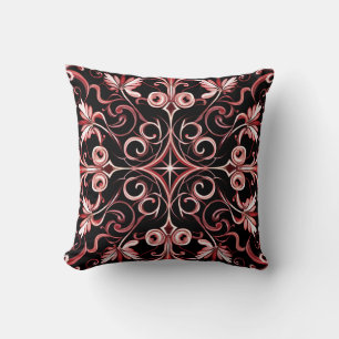 Gothic Art Nouveau Elegant Burgundy Chic Pattern Throw Pillow