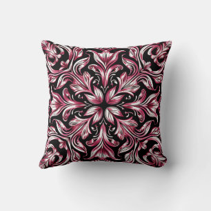 Gothic Art Nouveau Elegant Burgundy Chic Pattern  Throw Pillow