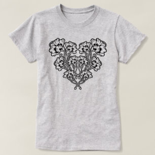 Gothic Art Nouveau Flower Heart T-Shirt