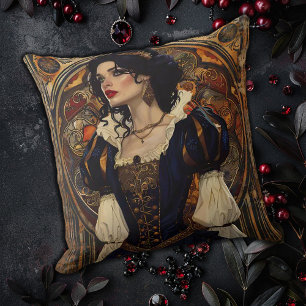 Gothic Art Nouveau Woman Throw Pillow