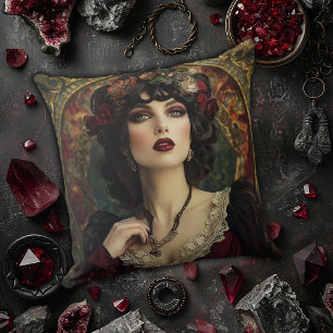Gothic Art Nouveau Woman Throw Pillow