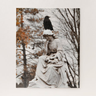 Gothic Autumn Angel and Crow Jigsaw Puzzle