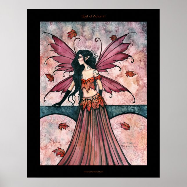 Gothic Autumn Fall Fairy Art Poster Print (Front)