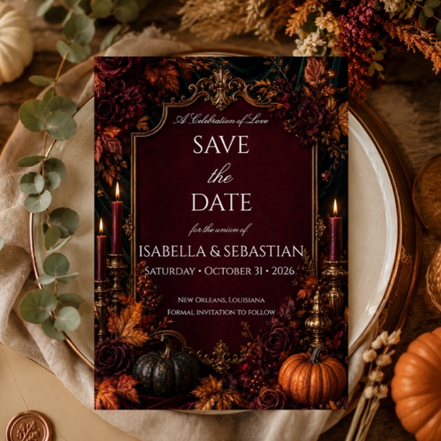 Gothic Autumn Pumpkin Wedding Save The Date (Creator Uploaded)