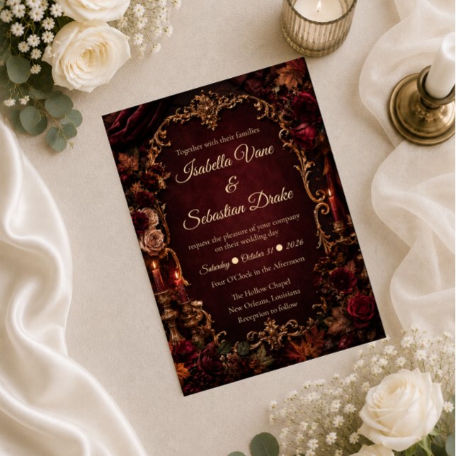 Gothic Autumn Romance Wedding Invitation (Creator Uploaded)