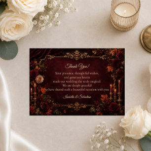 Gothic Autumn Romance Wedding Thank You Card