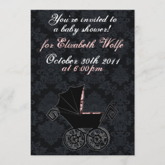 'Gothic Baby Carriage- Girl' Invitation