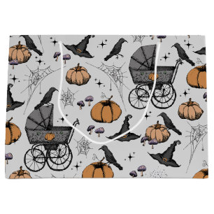 Gothic Baby Carriage Halloween Grey Large Gift Bag