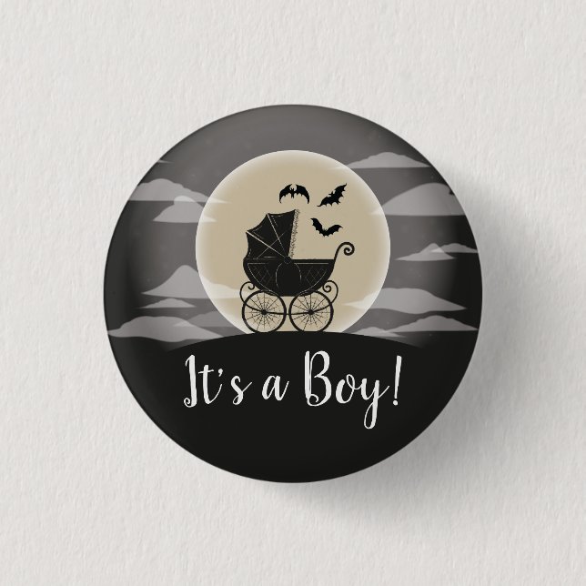 Gothic Baby Shower Halloween Carriage 1 Inch Round Button (Front)