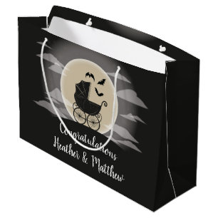 Gothic Baby Shower Halloween Carriage Large Gift Bag