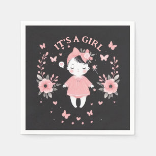 Gothic Baby Shower Pink Black Napkin