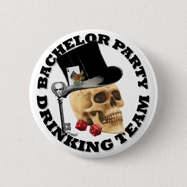 Gothic Bachelor party drinking team 2 Inch Round Button (Front)