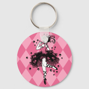 Gothic Ballerina in Pink Keychain
