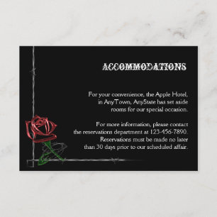 Gothic Barbed Wire and Rose Wedding Accomodations Enclosure Card