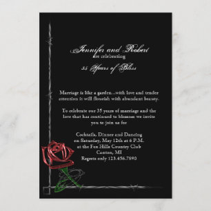 Gothic Barbed Wire and Rose Wedding Anniversary Invitation