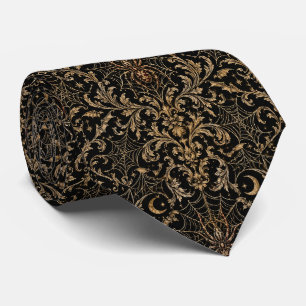 Gothic Baroque Spider Damask Halloween Tie