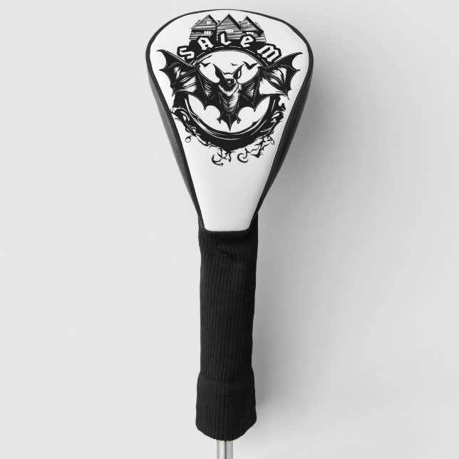 Gothic Bat And Salem Witch House Golf Head Cover (Front)