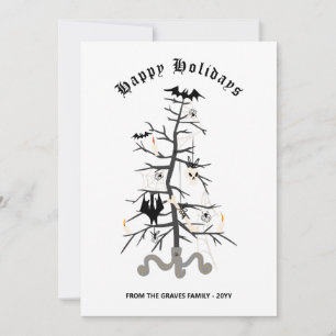 Gothic Bat Christmas Tree Happy Holidays Card