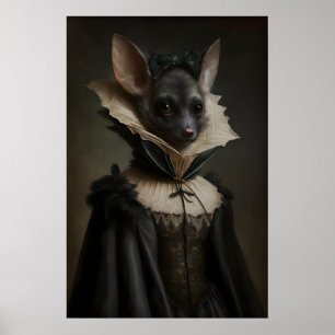 Gothic Bat in Dress, Vintage Poster, Art Poster