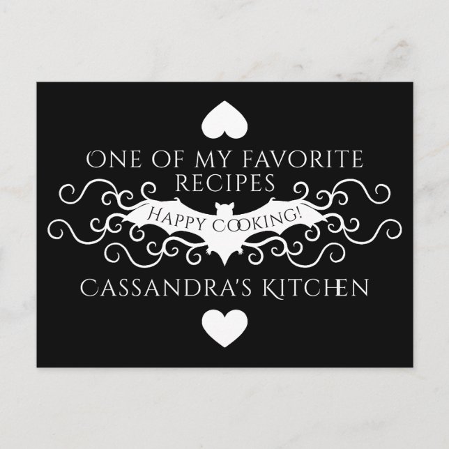 Gothic bat recipe postcard (Front)