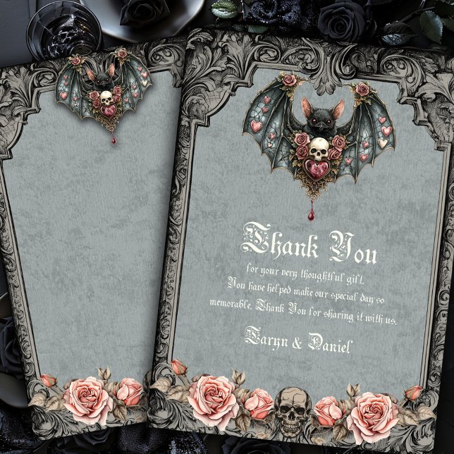Gothic Bat Wedding Thank You Cards (Creator Uploaded)