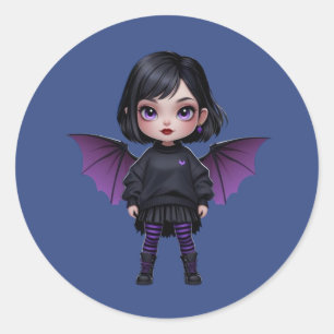 Gothic Batgirl  Classic Round Sticker