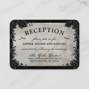 Gothic Bats Grey Black Halloween Reception Cards