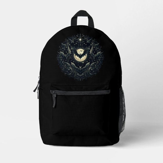 Gothic Bats Printed Backpack (Front)