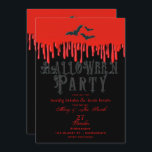 Gothic Bats & Red Dripping Blood Halloween Party Invitation<br><div class="desc">Gothic Bats & Red Dripping Blood Halloween Party</div>