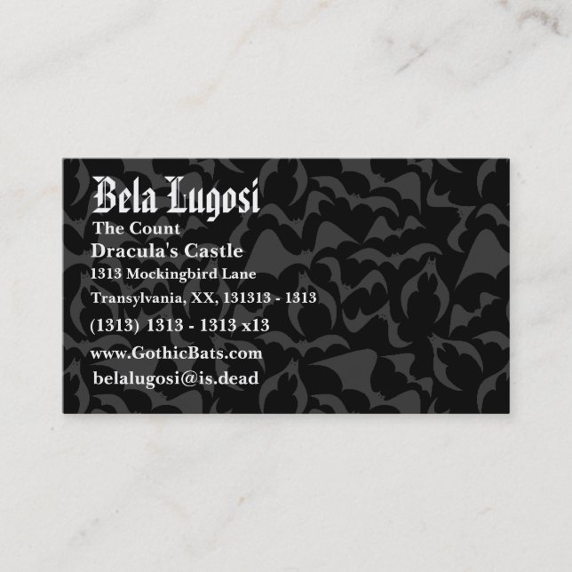 Gothic Bats Vampire Pattern Business Card (Front)
