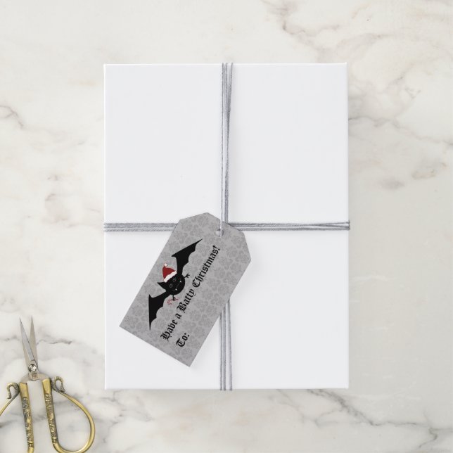 Gothic batty Christmas bat Gift Tags (With Twine)