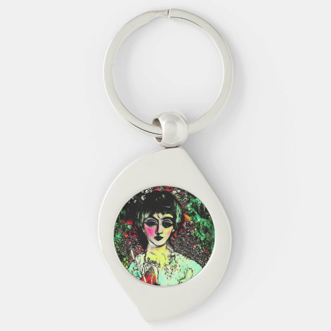 Gothic Beauty Portrait  Keychain (Front)