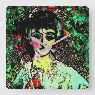 Gothic Beauty Portrait Square Wall Clock