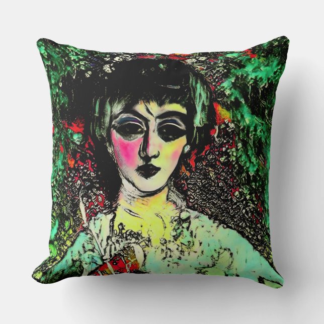 Gothic Beauty Portrait  Throw Pillow (Front)