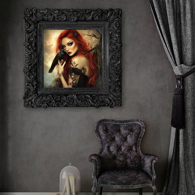 Gothic Beauty with Raven Poster (Creator Uploaded)