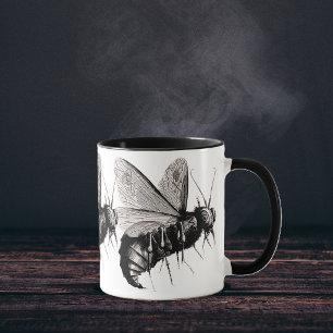 Gothic Bees Skull Wings Mug