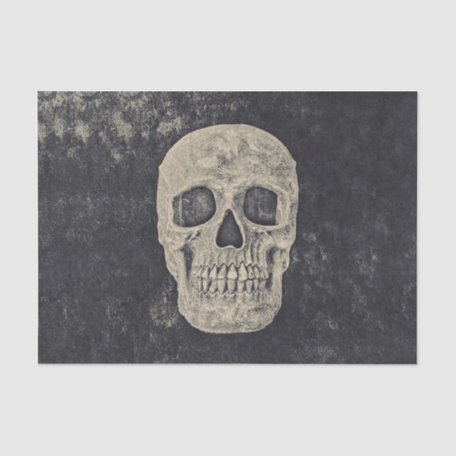 Gothic Beige Grey Vintage Skull Tissue Paper (Front)