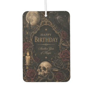 Gothic Birthday Card, Dark Floral, Moths, Roses Air Freshener