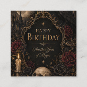 Gothic Birthday Card, Dark Floral, Moths, Roses Enclosure Card