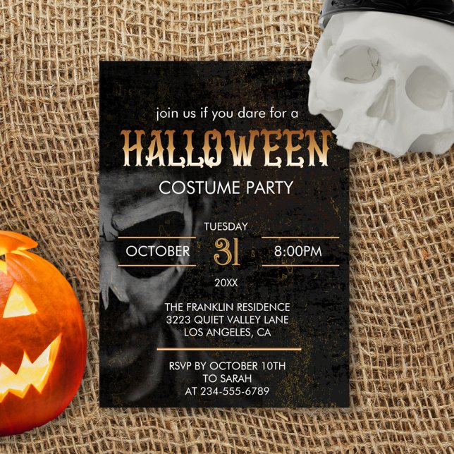 Gothic Black Adult Halloween Scary Costume Party  Invitation (Creator Uploaded)