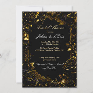 Gothic Black and Gold Bridal Shower Invitation