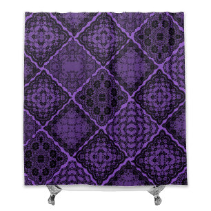 Gothic Black and Purple Faux Lace Quilt