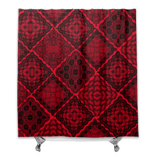Gothic Black and Red Faux Lace Quilt
