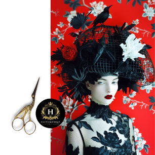 Gothic Black and Red Floral Birdcage Hat  Tissue Paper