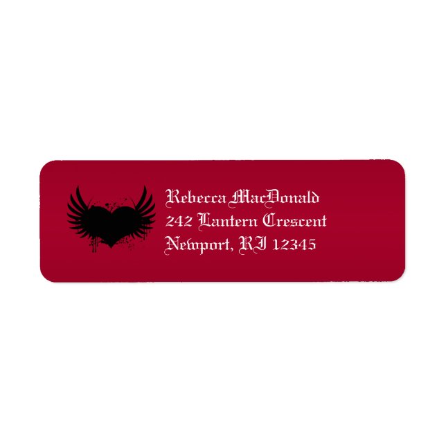 Gothic Black and Red Return Address Label (Front)