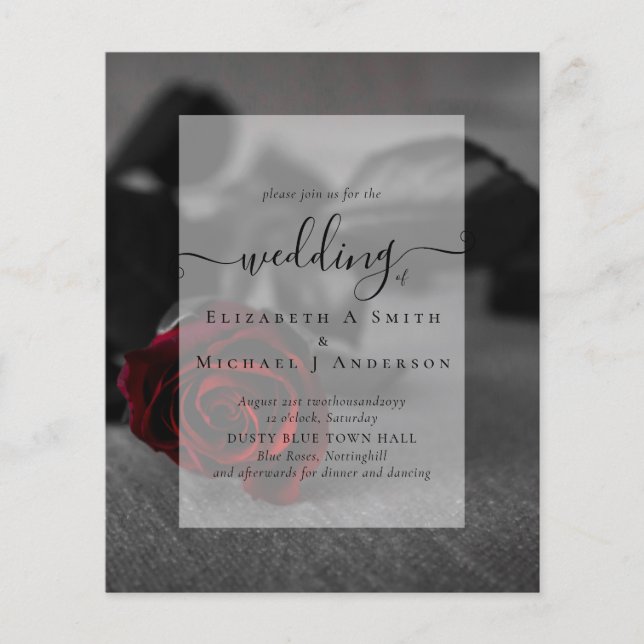 Gothic Black and Red Roses Goth Wedding Invite Flyer (Front)