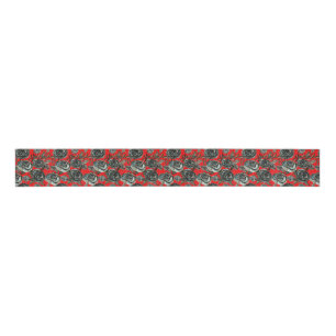 Gothic Black and red roses pattern Grosgrain Ribbon