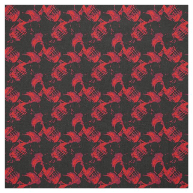 Gothic black and red skulls pattern fabric (Swatch)